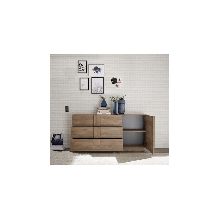 Buffet 1 porte et 3 tiroirs JUPITER bois mercure 182 cm