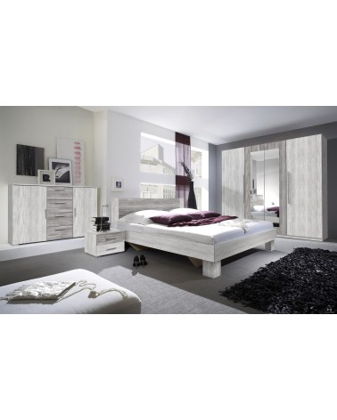 Chambre  VERA 180x200 cm , blanc et gris cérusé