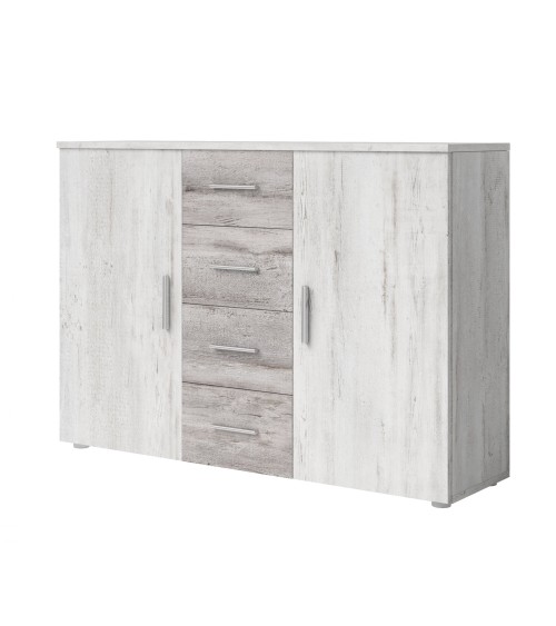 Chambre  VERA 180x200 cm , blanc et gris cérusé