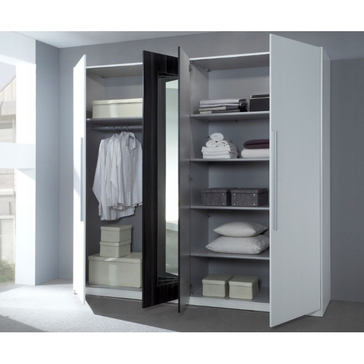 Chambre  VERA 180x200 cm , blanc et gris cérusé