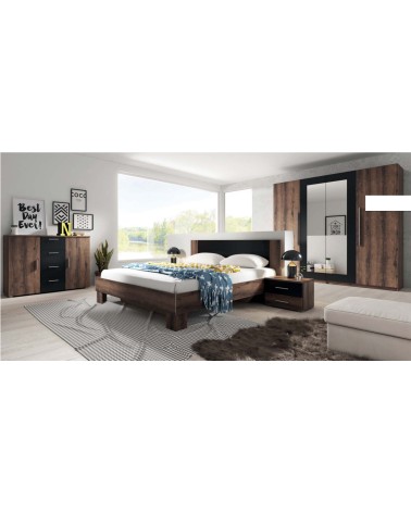Chambre complète VERA 180x200 cm, Chêne monastère/noir