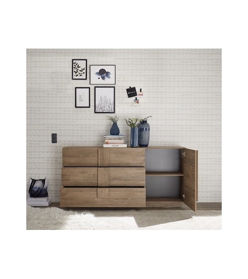 Buffet 1 porte et 3 tiroirs JUPITER bois mercure 182 cm