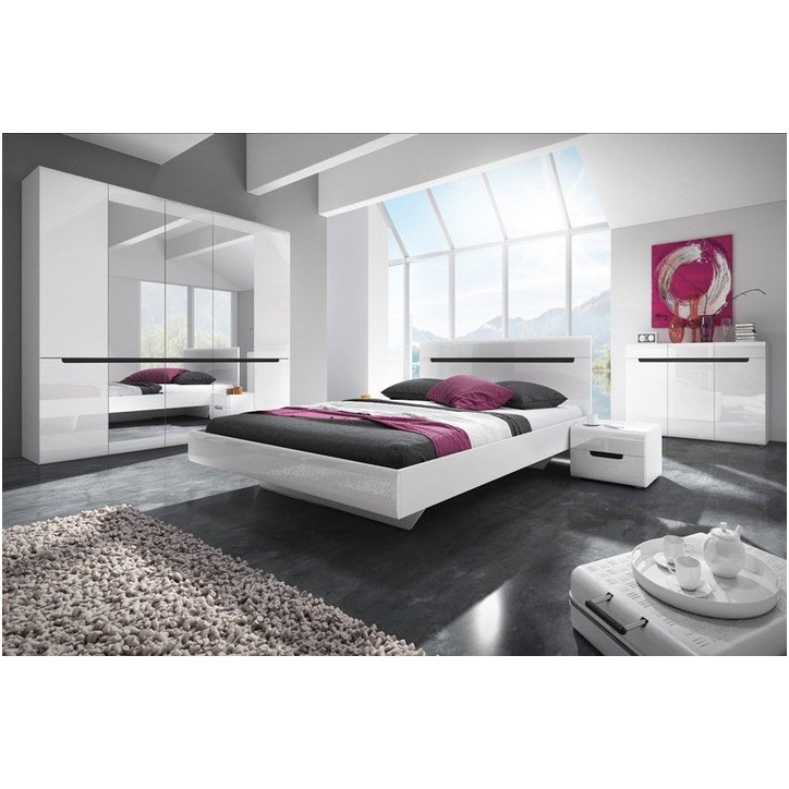 Chambre complète HEKTOR 160x200 cm en blanc Chambre complète HEKTOR 160x200 cm en blanc