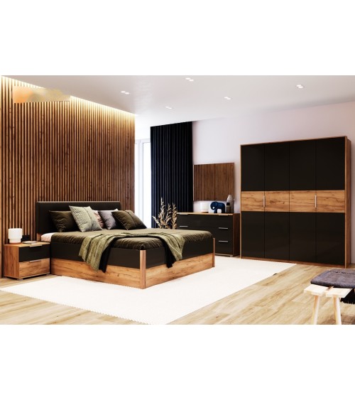 Chambre Romana avec rangement ,  lave mat  et chêne clair 180x200 cm