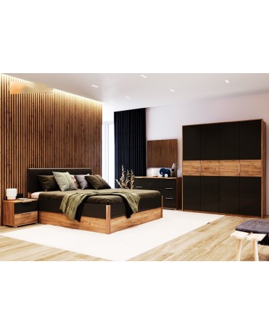 Chambre Romana avec rangement ,  lave mat  et chêne clair 180x200 cm
