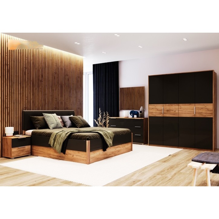 Chambre Romana avec rangement ,  lave mat  et chêne clair 180x200 cm