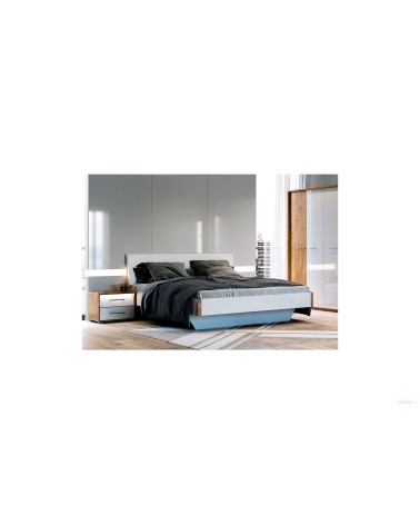 Chambre  Niko ,  blanc laqué et chêne clair 160x200 cm