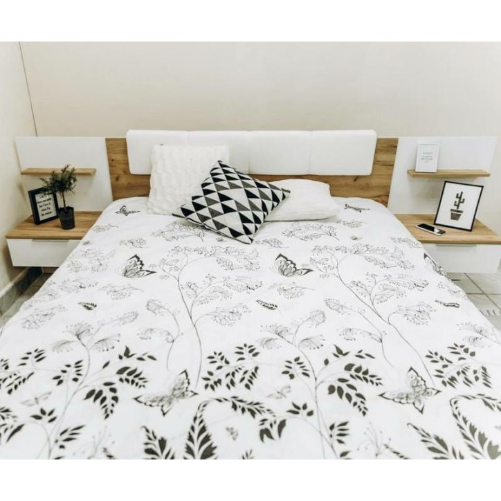 Chambre  ASTO II ,  blanc laqué et chêne clair 180x200 cm