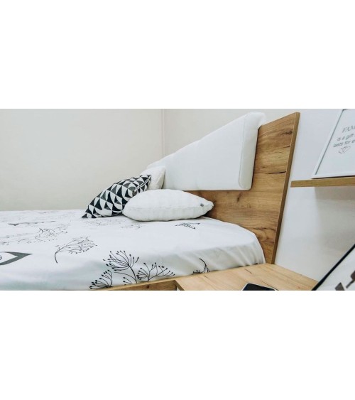 Chambre  ASTO II ,  blanc laqué et chêne clair 180x200 cm