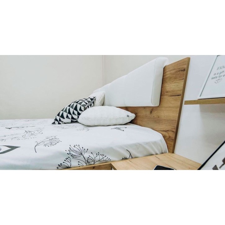Chambre  ASTO II ,  blanc laqué et chêne clair 180x200 cm