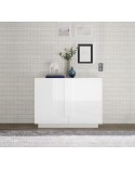 Buffet 2 portes JUPITER blanc laqué brillant 120 cm