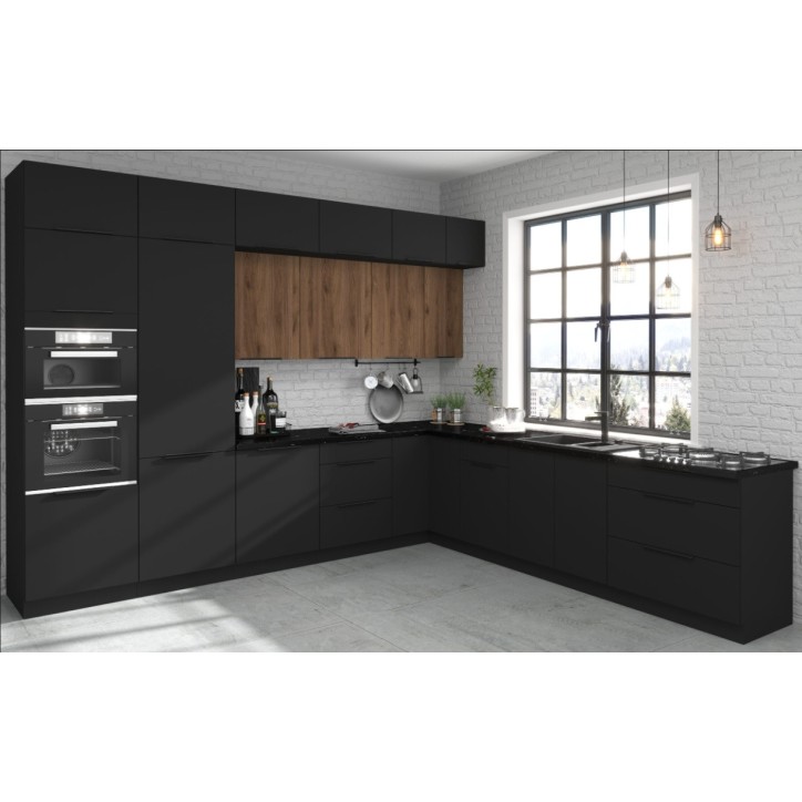 Cocina esquinera Siena negra 330X210 CM