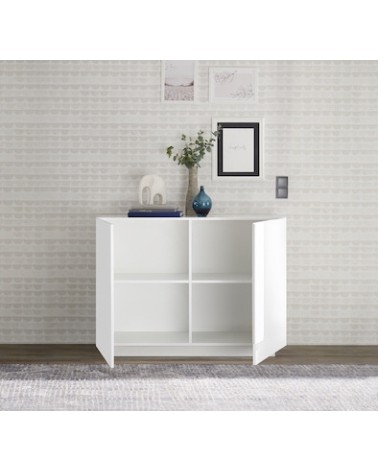 Buffet 2 portes JUPITER blanc laqué brillant 120 cm
