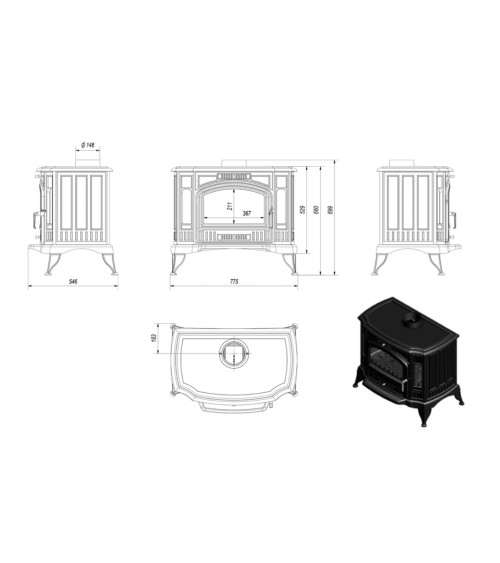 copy of Poele à bois en fonte FIRE 5Kw