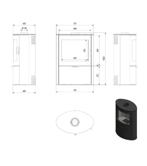 Poele à bois AB2 10Kw