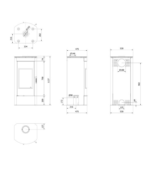 Stufa a legna PROTON 8Kw