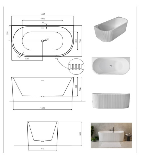 FELICITA eiland badkuip - design badkuipen - badkamermeubels