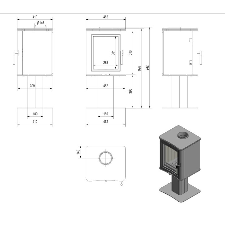 Poele à bois K5 sur pied 7Kw Poele à bois K5 sur pied 7Kw