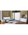 Chambre complète blanche BELLA lit + 2 chevets + commode + armoire