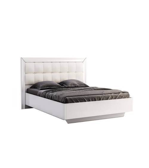 Chambre complète blanche BELLA lit + 2 chevets + commode + armoire