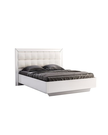 Chambre complète blanche BELLA lit + 2 chevets + commode + armoire