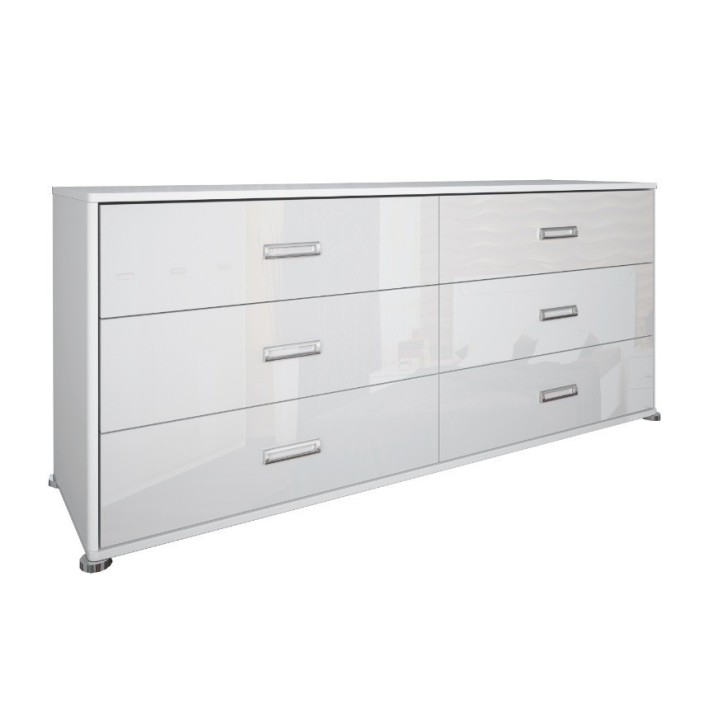 Chambre complète blanche BELLA lit + 2 chevets + commode + armoire Chambre complète blanche BELLA lit + 2 chevets + commode + armoire