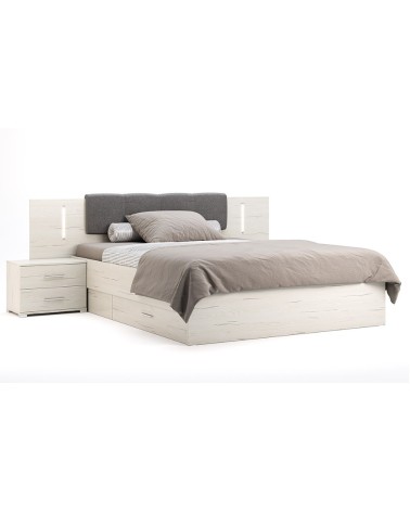 Chambre complète EMMA lit + 2 chevets + commode + armoire Pin