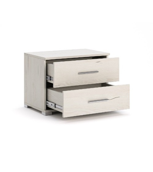 Chambre complète EMMA lit + 2 chevets + commode + armoire Pin