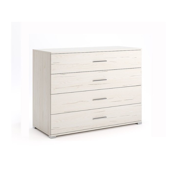 Chambre complète EMMA lit + 2 chevets + commode + armoire Pin