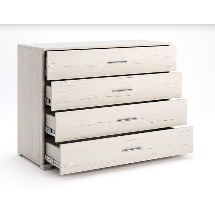 Chambre complète EMMA lit + 2 chevets + commode + armoire Pin