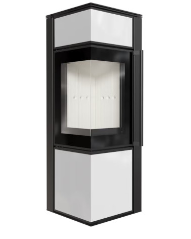 Fogão a lenha TORA 8Kw painel de vidro branco