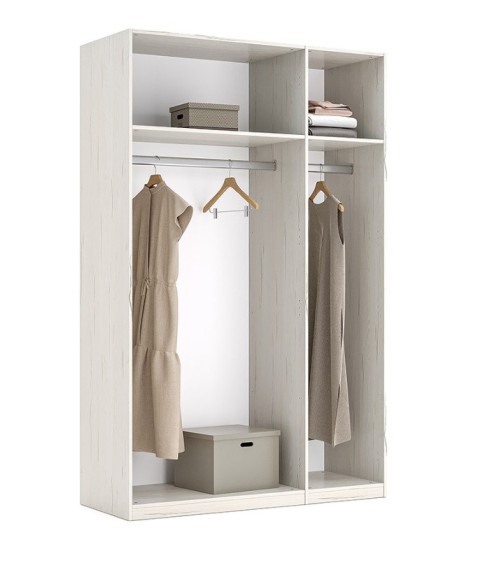 Chambre complète EMMA lit + 2 chevets + commode + armoire Pin