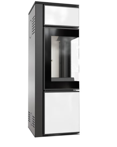 Fogão a lenha TORA 8Kw painel de vidro branco