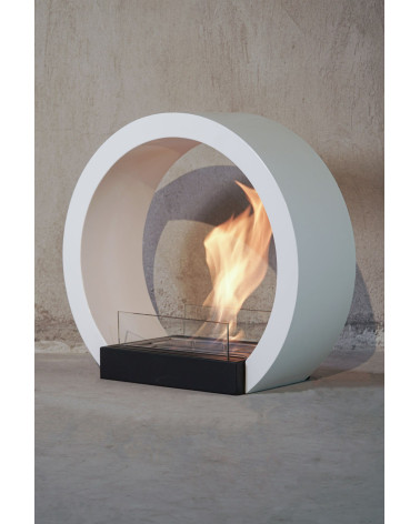 Chimenea de bioetanol con soporte blanco CERCLE