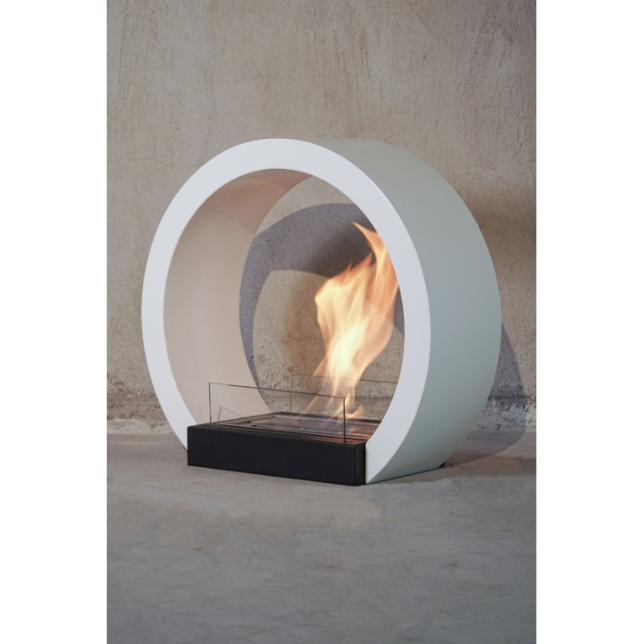 Chimenea de bioetanol con soporte blanco CERCLE