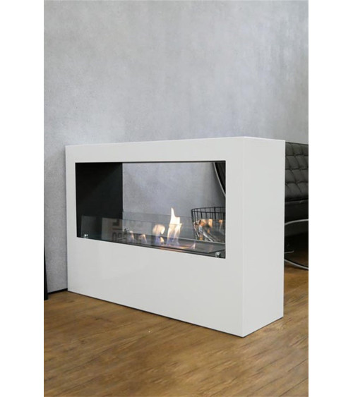 Chimenea de bioetanol con soporte blanco CADRE II