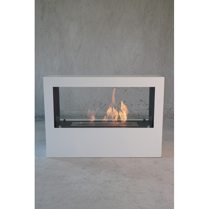 Chimenea de bioetanol con soporte blanco CADRE II