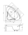 MUSA II vasca da bagno angolare 140x140 cm con pannello incluso