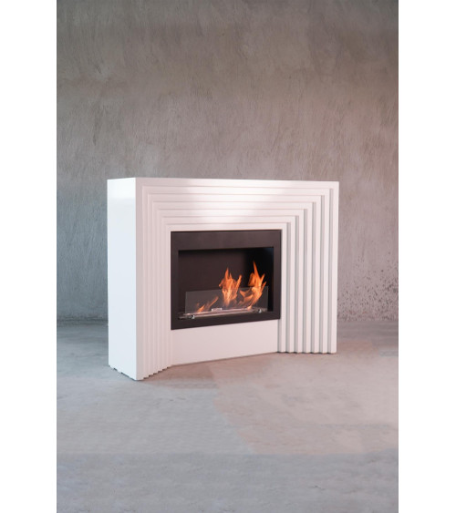 Chimenea de bioetanol con soporte blanco FEU II