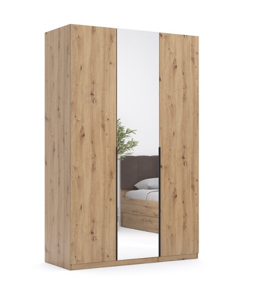 Chambre complète TEDDY lit + 2 chevets + commode + armoire 3 portes chêne