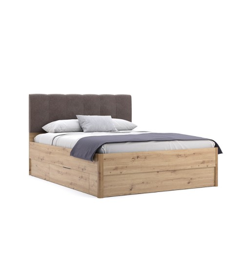 Chambre complète TEDDY lit + 2 chevets + commode + armoire 3 portes chêne