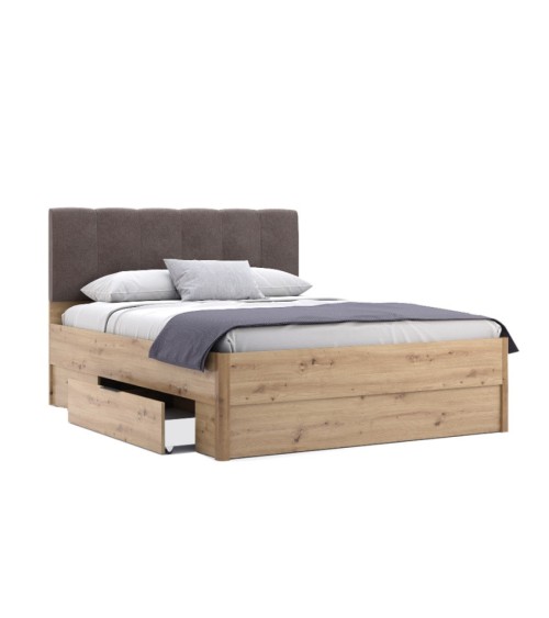 Chambre complète TEDDY lit + 2 chevets + commode + armoire 3 portes chêne