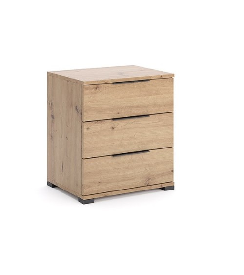 Chambre complète TEDDY lit + 2 chevets + commode + armoire 3 portes chêne