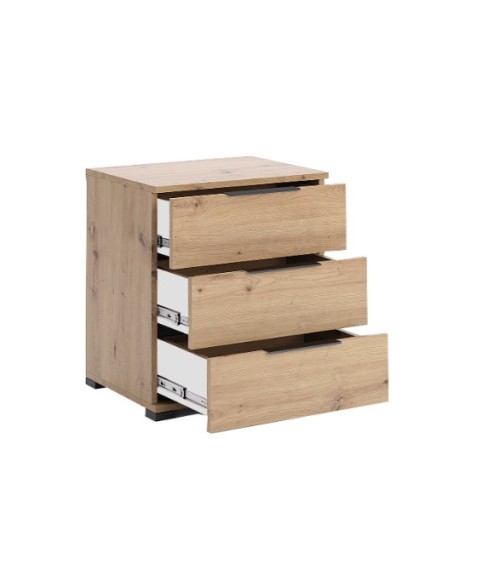 Chambre complète TEDDY lit + 2 chevets + commode + armoire 3 portes chêne