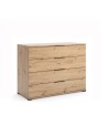 Chambre complète TEDDY lit + 2 chevets + commode + armoire 3 portes chêne