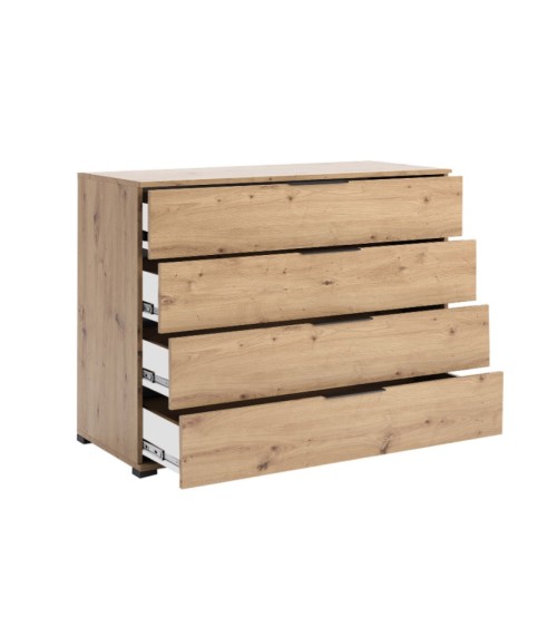 Chambre complète TEDDY lit + 2 chevets + commode + armoire 3 portes chêne