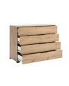 Chambre complète TEDDY lit + 2 chevets + commode + armoire 3 portes chêne