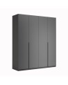 Chambre complète TEO lit + 2 chevets + commode + armoire 4 portes anthracite