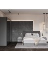 Chambre complète TEO lit + 2 chevets + commode + armoire 4 portes anthracite