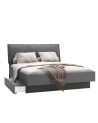 Chambre complète TEO lit + 2 chevets + commode + armoire 4 portes anthracite